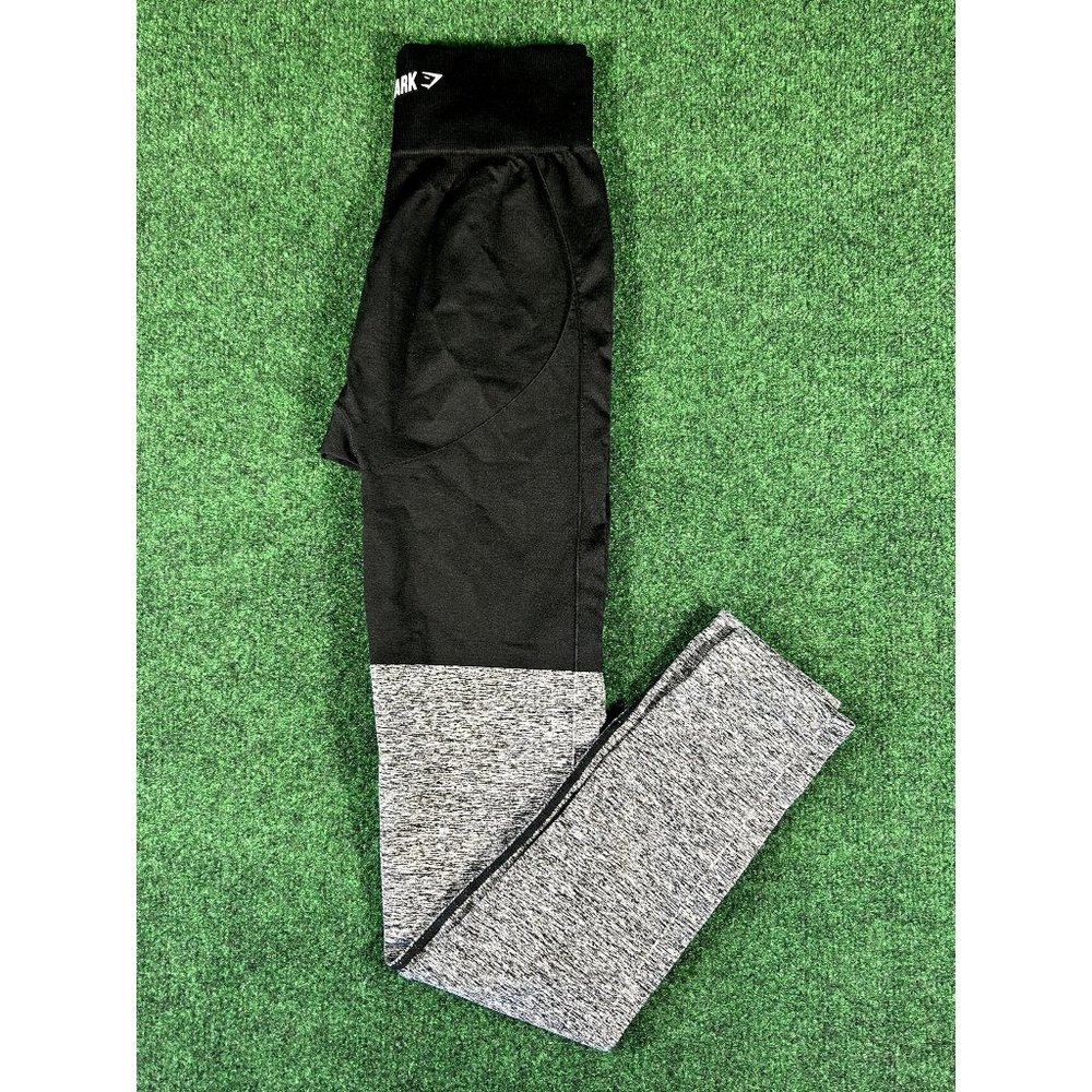 Gymshark Fit Sport Black & Gray Stretch Workout Leggings Womens Size Small